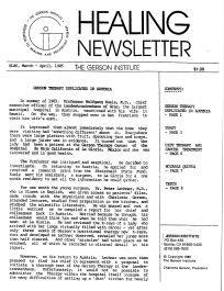 Doctor Max Gerson Resource Library Newsletters