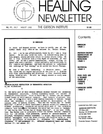 Doctor Max Gerson Resource Library Newsletters