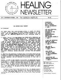 Doctor Max Gerson Resource Library Newsletters