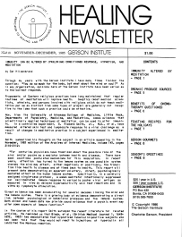 Doctor Max Gerson Resource Library Newsletters
