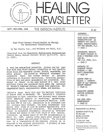 Doctor Max Gerson Resource Library Newsletters