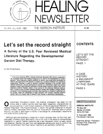 Doctor Max Gerson Resource Library Newsletters