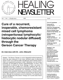 Doctor Max Gerson Resource Library Newsletters