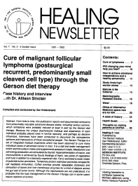 Doctor Max Gerson Resource Library Newsletters