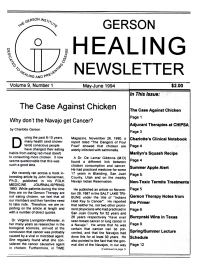 Doctor Max Gerson Resource Library Newsletters
