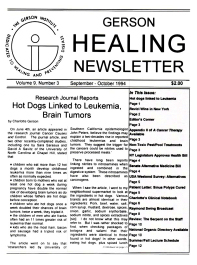 Doctor Max Gerson Resource Library Newsletters