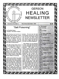 Doctor Max Gerson Resource Library Newsletters