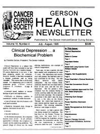 Doctor Max Gerson Resource Library Newsletters