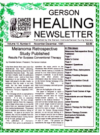 Doctor Max Gerson Resource Library Newsletters