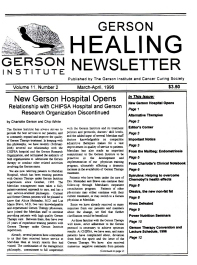 Doctor Max Gerson Resource Library Newsletters