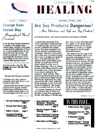 Doctor Max Gerson Resource Library Newsletters
