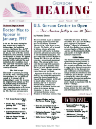Doctor Max Gerson Resource Library Newsletters