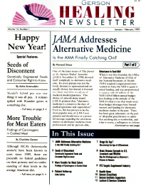 Doctor Max Gerson Resource Library Newsletters
