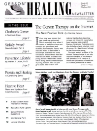 Doctor Max Gerson Resource Library Newsletters