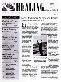 Doctor Max Gerson Resource Library Newsletters