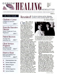 Doctor Max Gerson Resource Library Newsletters