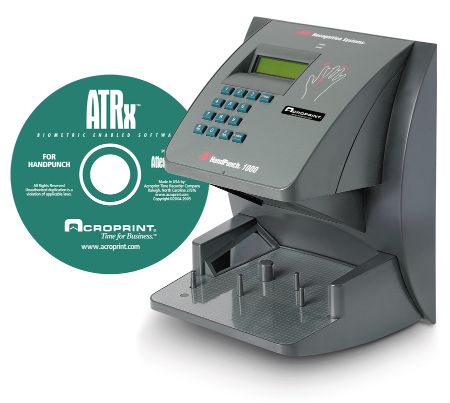 Acroprint ATRx Biometric 1000 Hand Geometry reader time & attendance system at www.raleightime.com