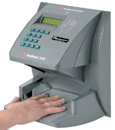 Acroprint Biometric 1000 hand geometry time system at www.raleightime.com
