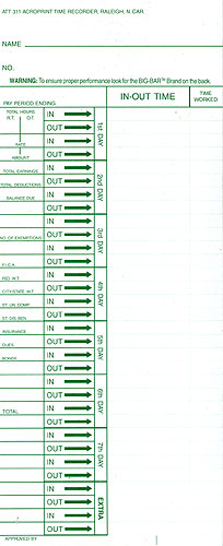 Acroprint ATT311 time card at www.raleightime.com