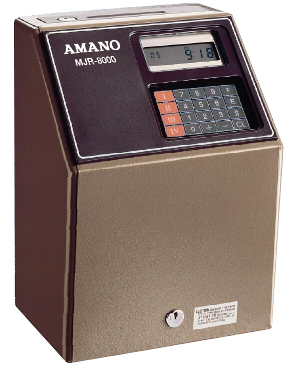Amano MJR8000 time clock at www.raleightime.com