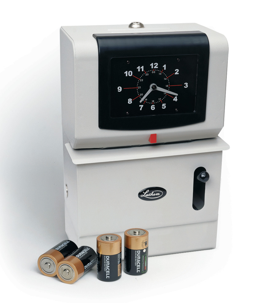 Lathem 2100 series battery powered time clock at www.raleightime.com