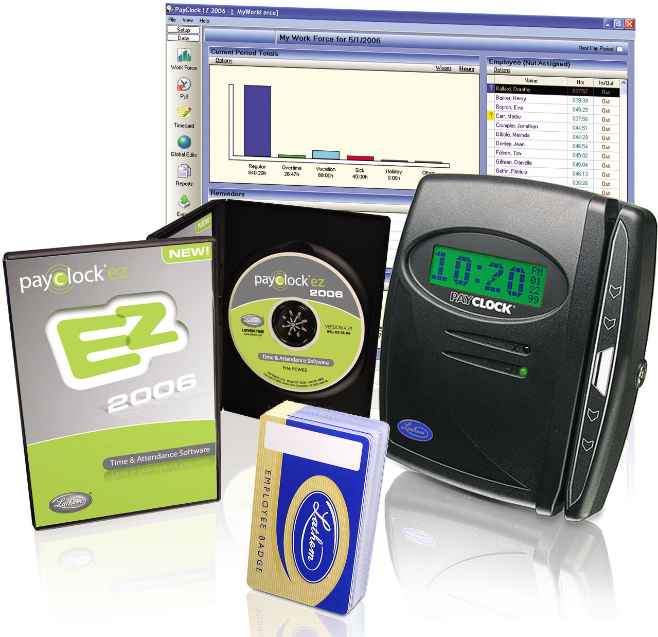 Lathem PC100 PayClock EZ time and attendance badge system at www.raleightime.com
